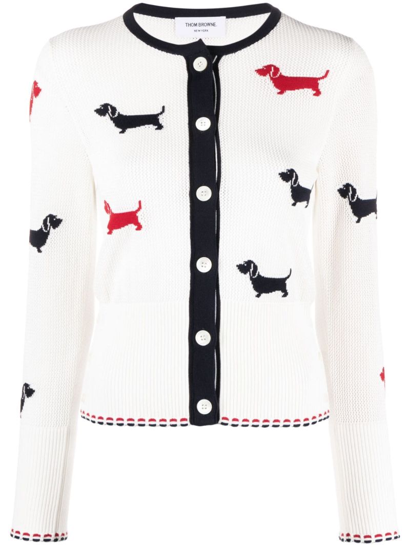 White Hector Intarsia-knit Cotton Cardigan