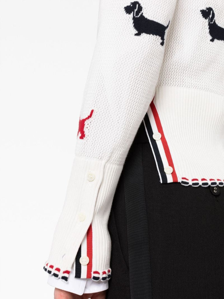 White Hector Intarsia-knit Cotton Cardigan