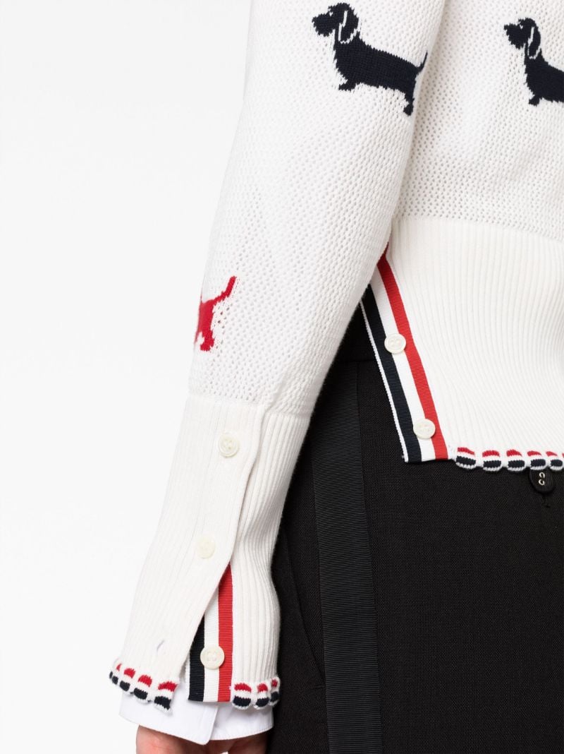 White Hector Intarsia-knit Cotton Cardigan