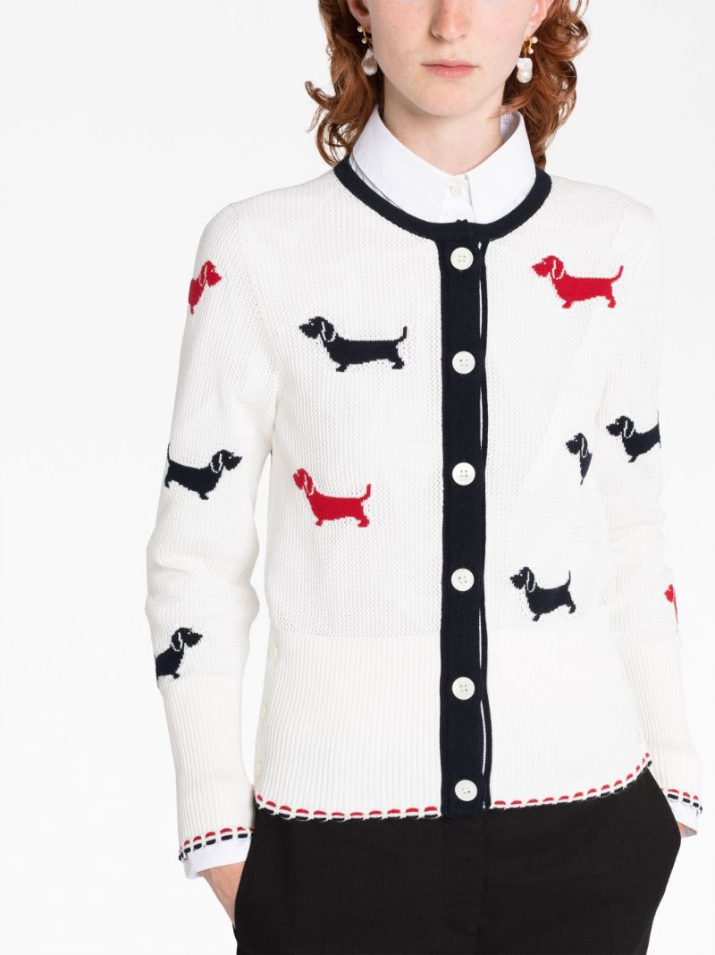 White Hector Intarsia-knit Cotton Cardigan