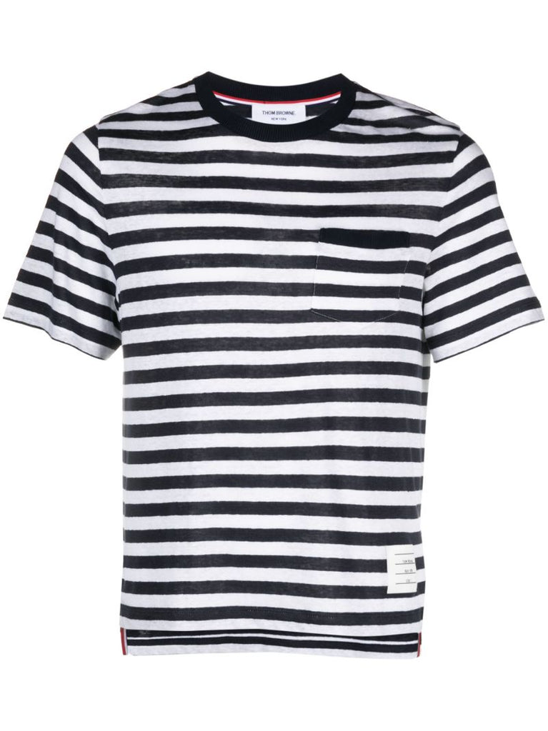Blue Striped Cotton T-shirt