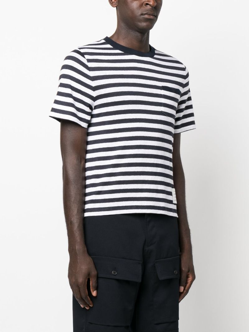 Blue Striped Cotton T-shirt