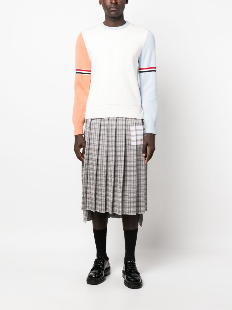White Rwb-stripe Cotton Sweatshirt