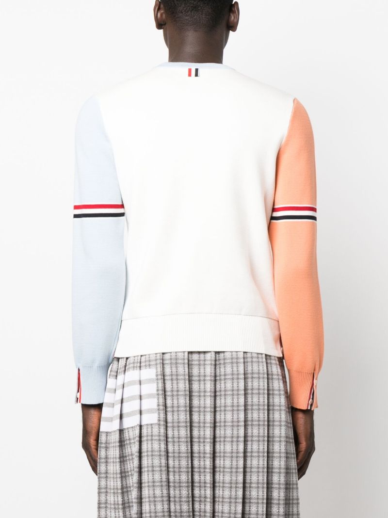 White Rwb-stripe Cotton Sweatshirt