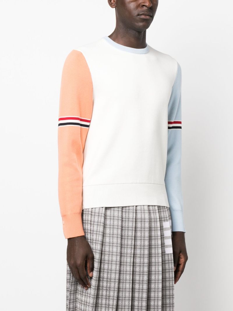White Rwb-stripe Cotton Sweatshirt