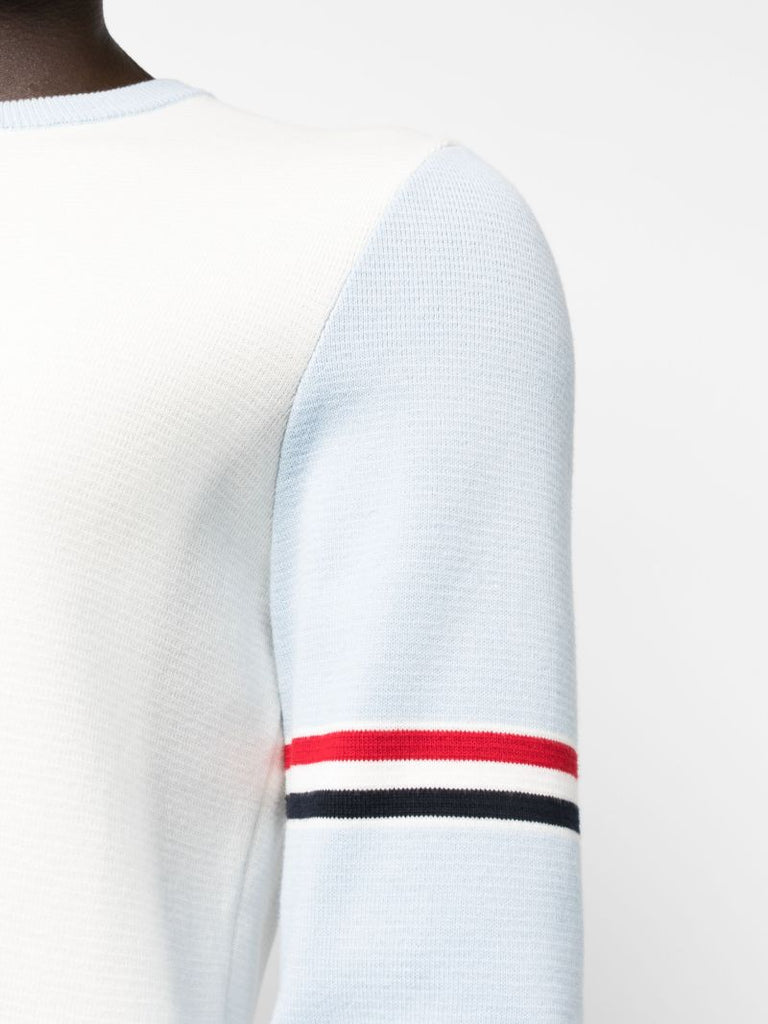 White Rwb-stripe Cotton Sweatshirt