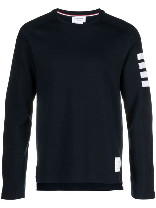 Blue 4-bar Stripe Cotton Sweatshirt