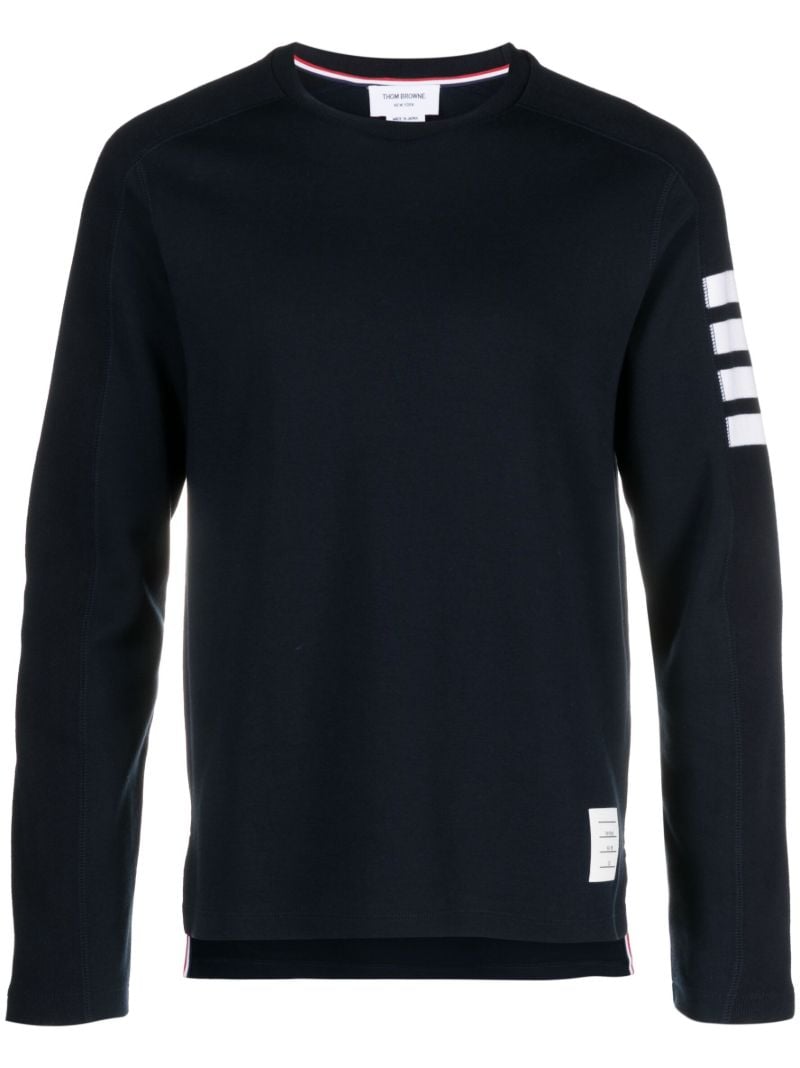 Blue 4-bar Stripe Cotton Sweatshirt