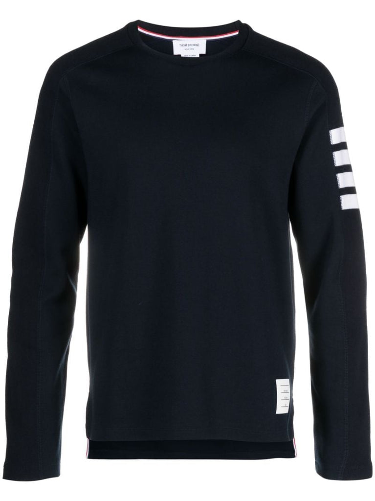 Blue 4-bar Stripe Cotton Sweatshirt