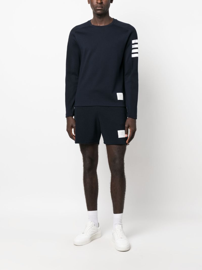 Blue 4-bar Stripe Cotton Sweatshirt