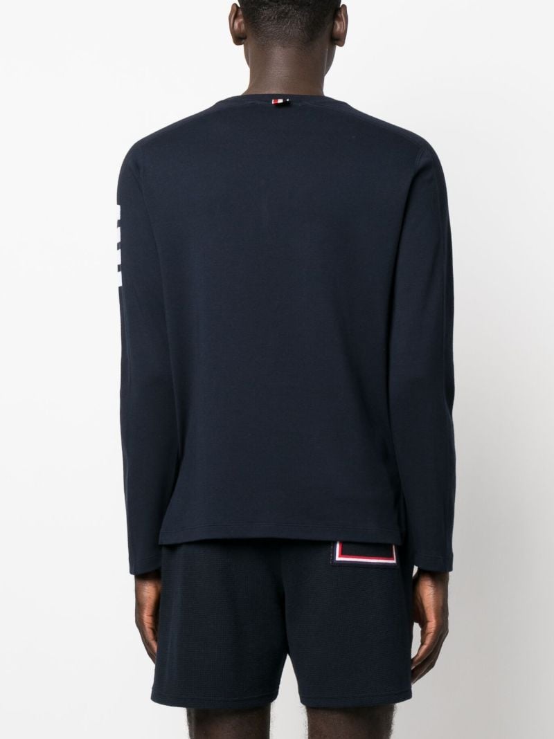 Blue 4-bar Stripe Cotton Sweatshirt