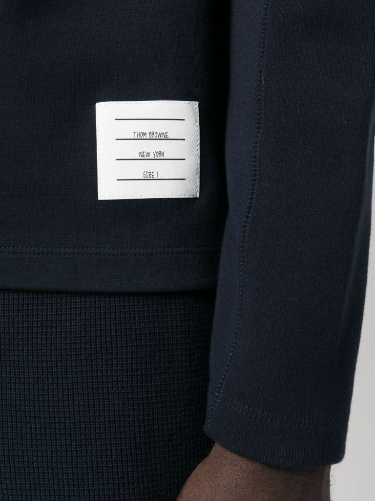 Blue 4-bar Stripe Cotton Sweatshirt