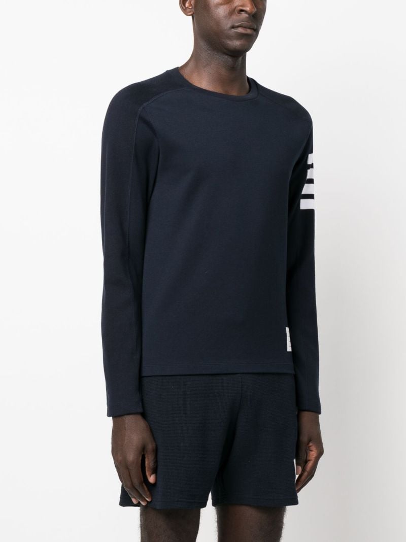 Blue 4-bar Stripe Cotton Sweatshirt