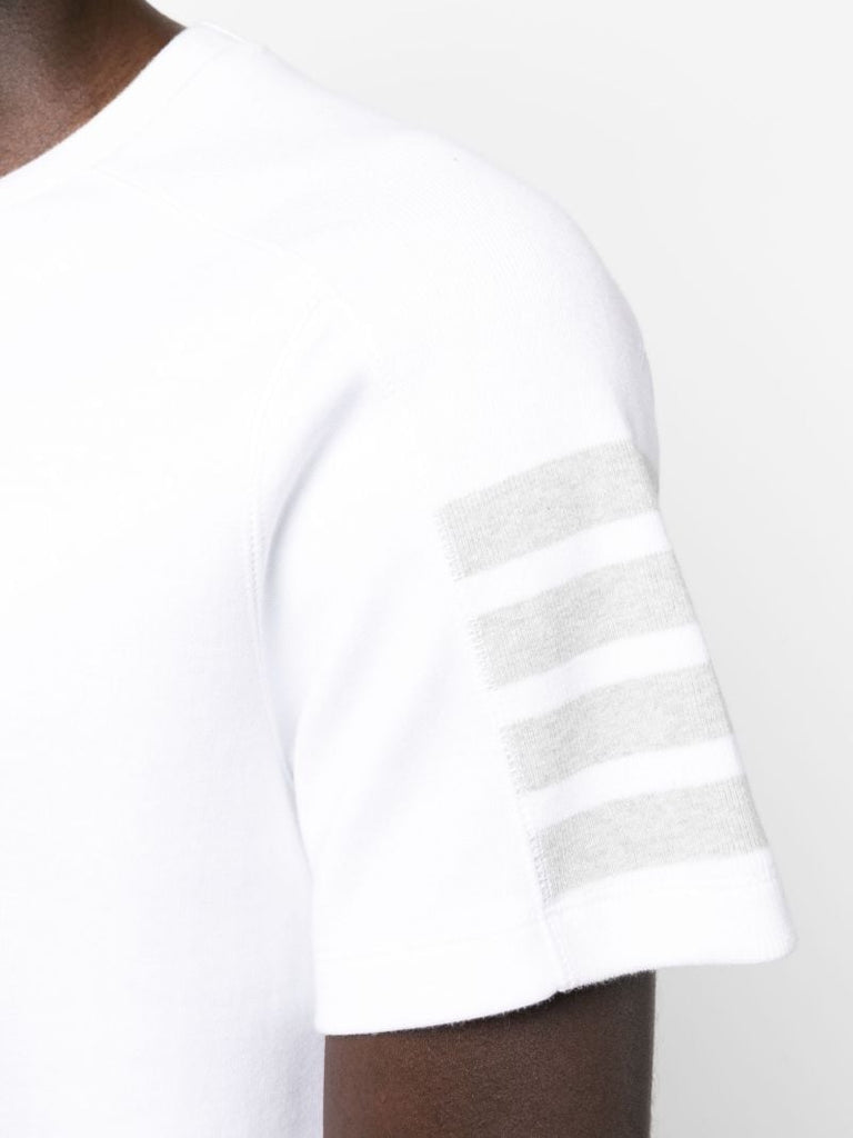 White 4-bar Cotton T-shirt