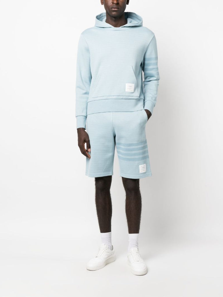 Blue 4-bar Stripe Cotton Hoodie