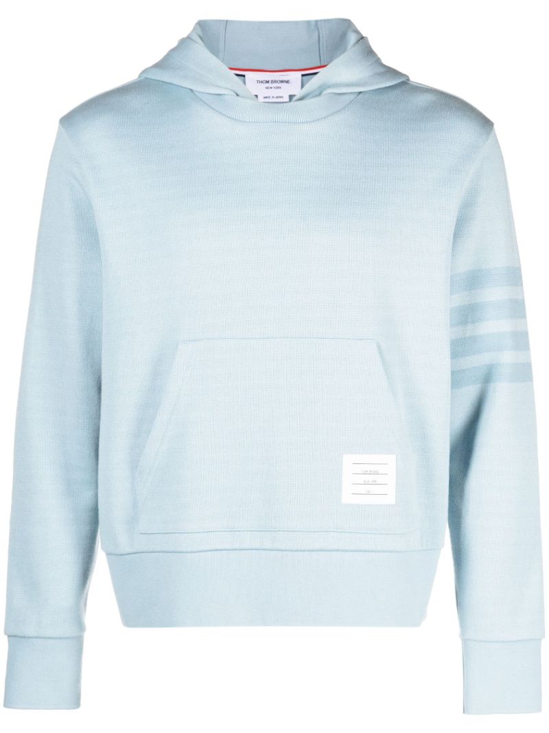 Blue 4-bar Stripe Cotton Hoodie