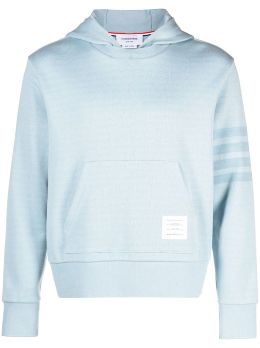Blue 4-bar Stripe Cotton Hoodie