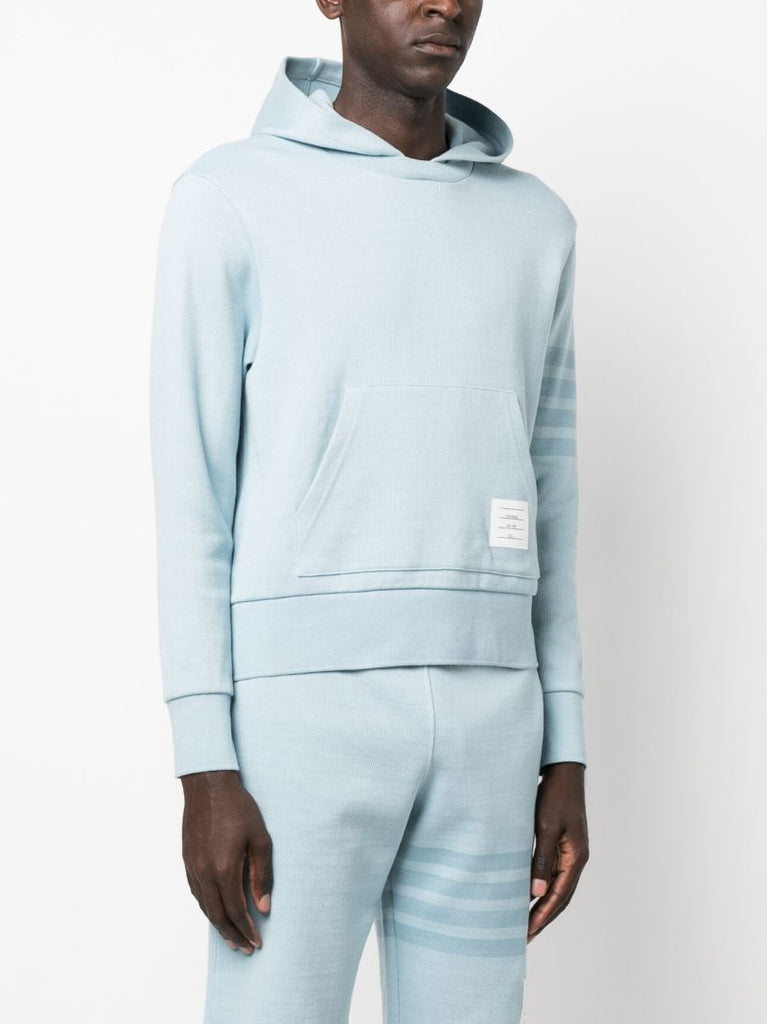 Blue 4-bar Stripe Cotton Hoodie