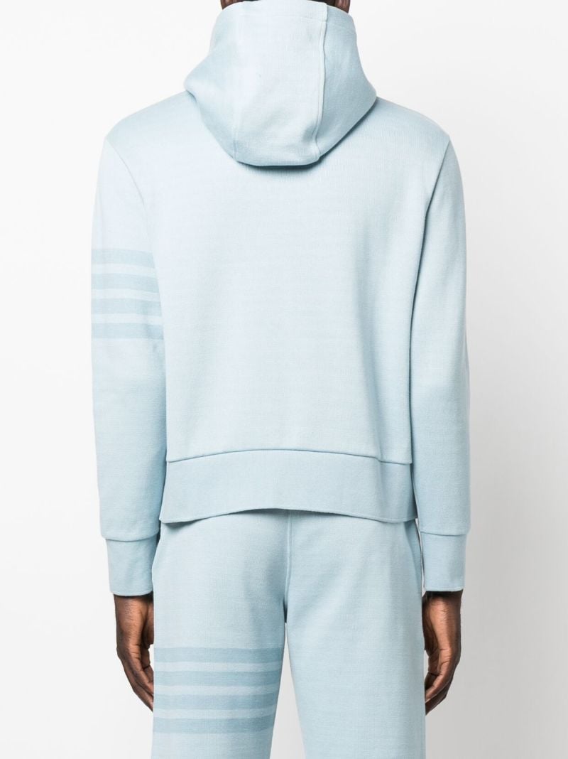 Blue 4-bar Stripe Cotton Hoodie
