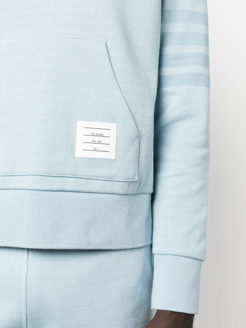Blue 4-bar Stripe Cotton Hoodie