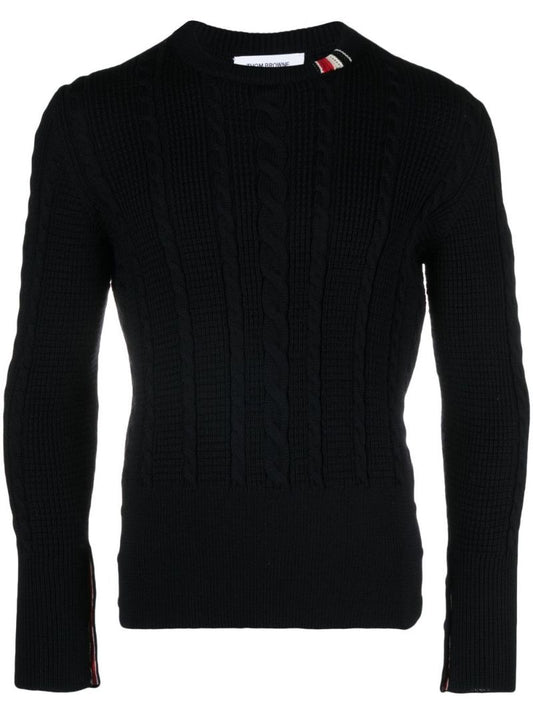 Blue Cable-knit Virgin Wool Sweater