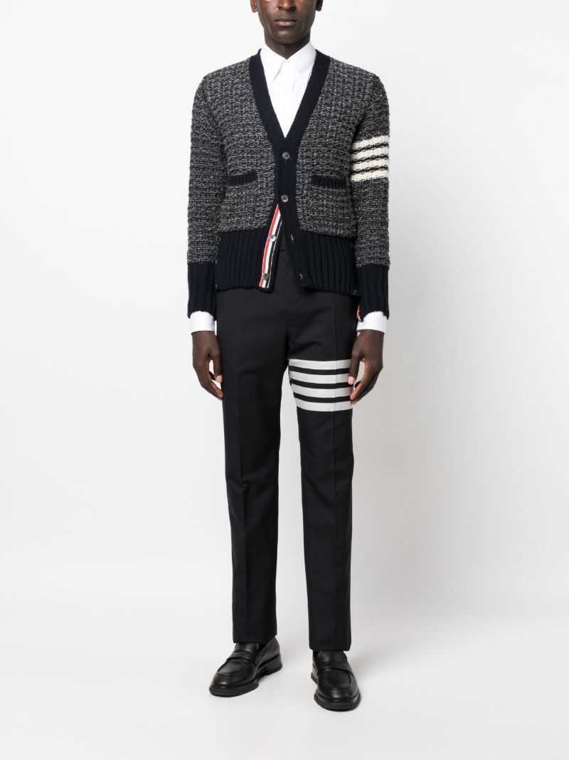 Navy 4-bar MÃ_x0083_Â©lange-effect Cardigan