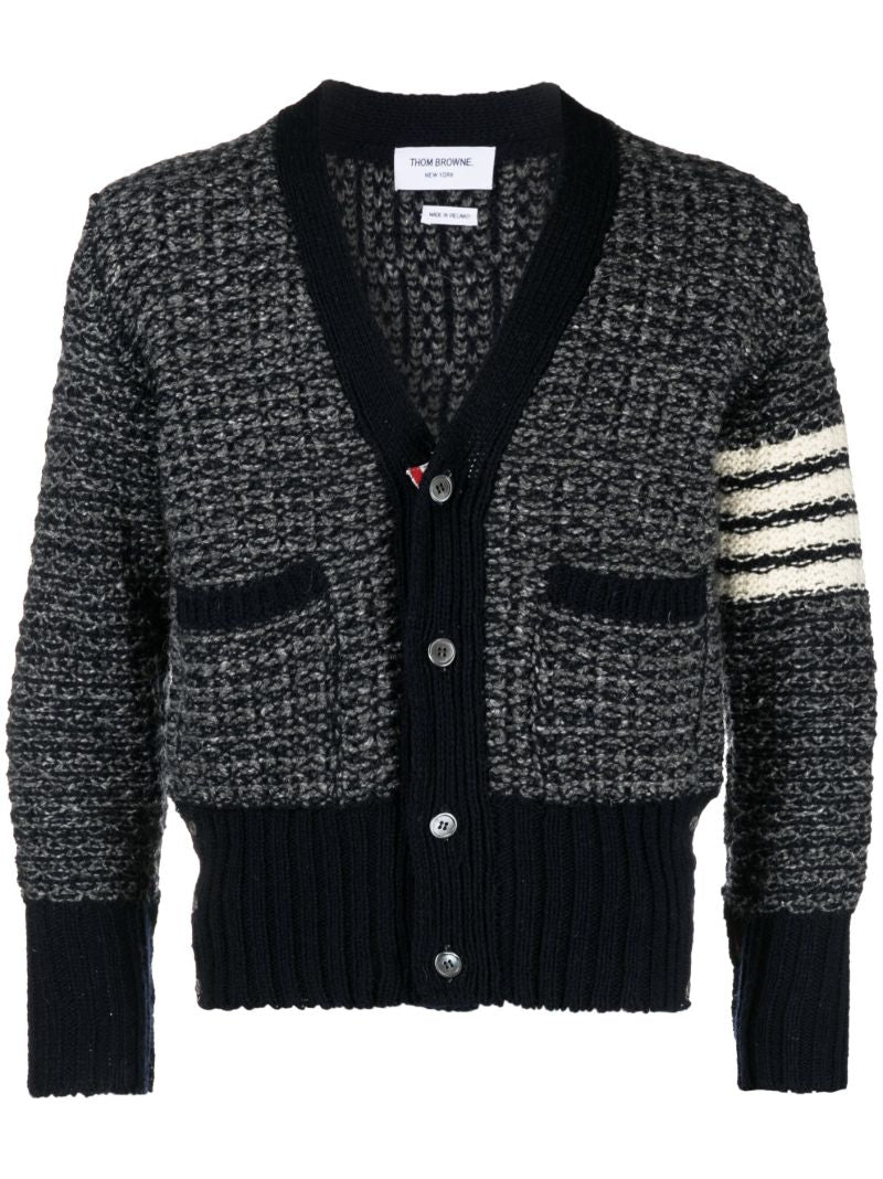 Navy 4-bar MÃ_x0083_Â©lange-effect Cardigan