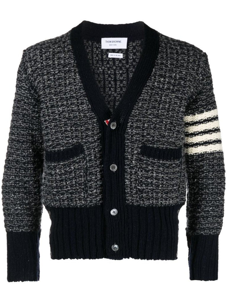 Navy 4-bar MÃ_x0083_Â©lange-effect Cardigan