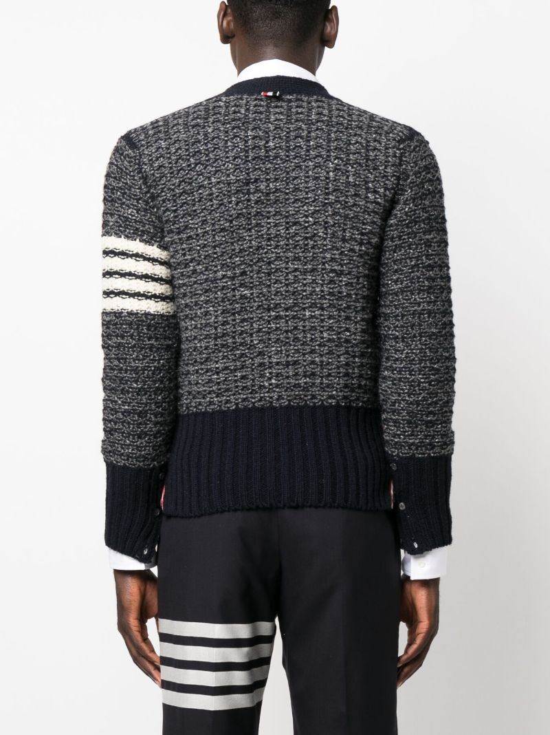 Navy 4-bar MÃ_x0083_Â©lange-effect Cardigan