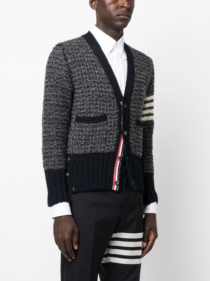 Navy 4-bar MÃ_x0083_Â©lange-effect Cardigan