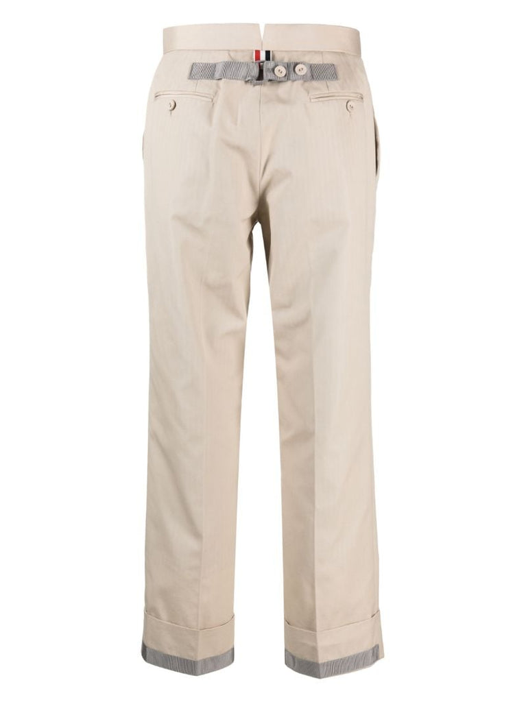 Neutral Tailored Straight-leg Trousers