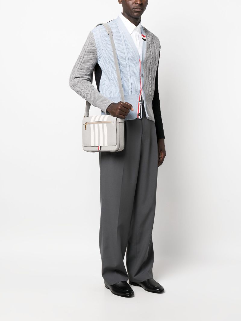 Grey Reporter 4-bar Stripe Shoulder Bag