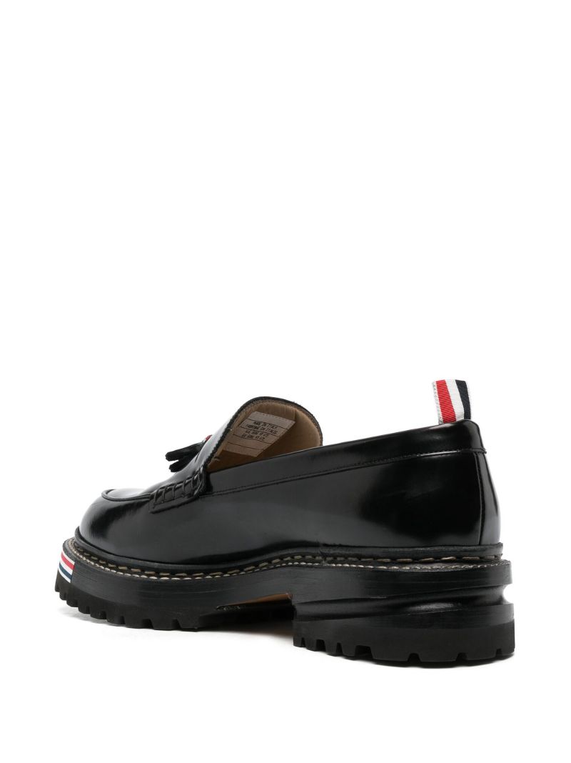Black Rwb Stripe-trim Leather Loafers