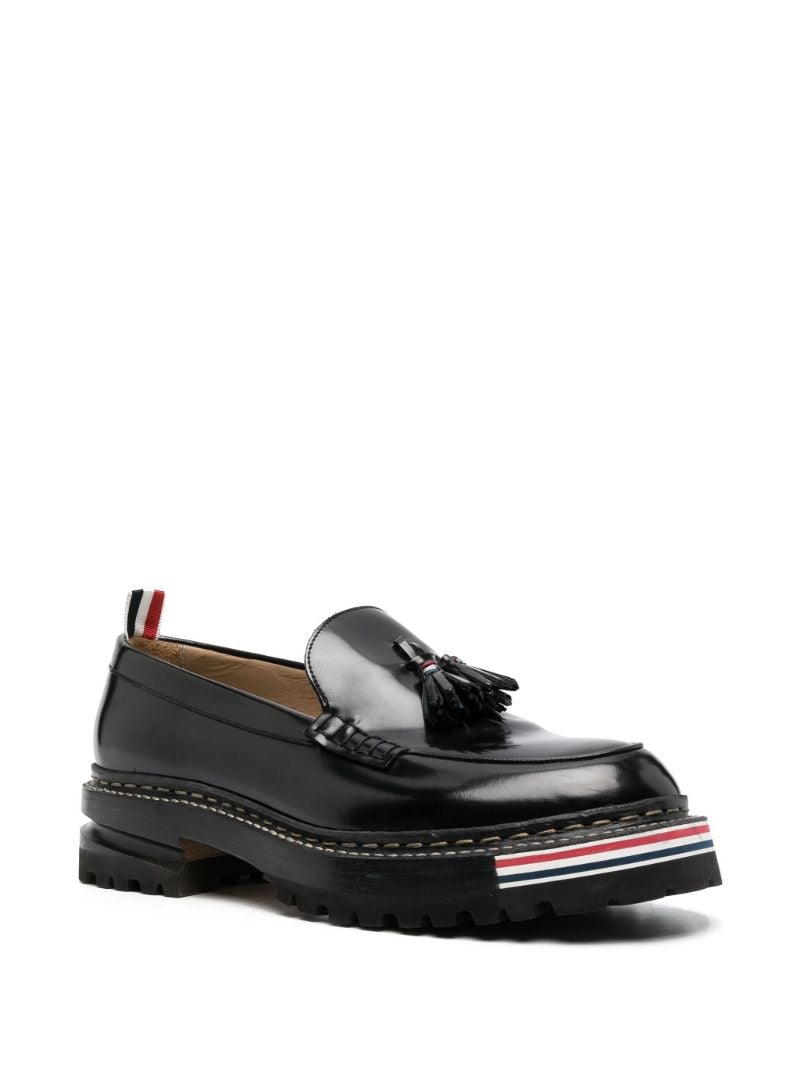 Black Rwb Stripe-trim Leather Loafers