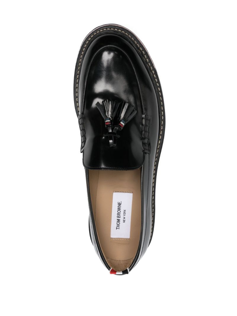 Black Rwb Stripe-trim Leather Loafers