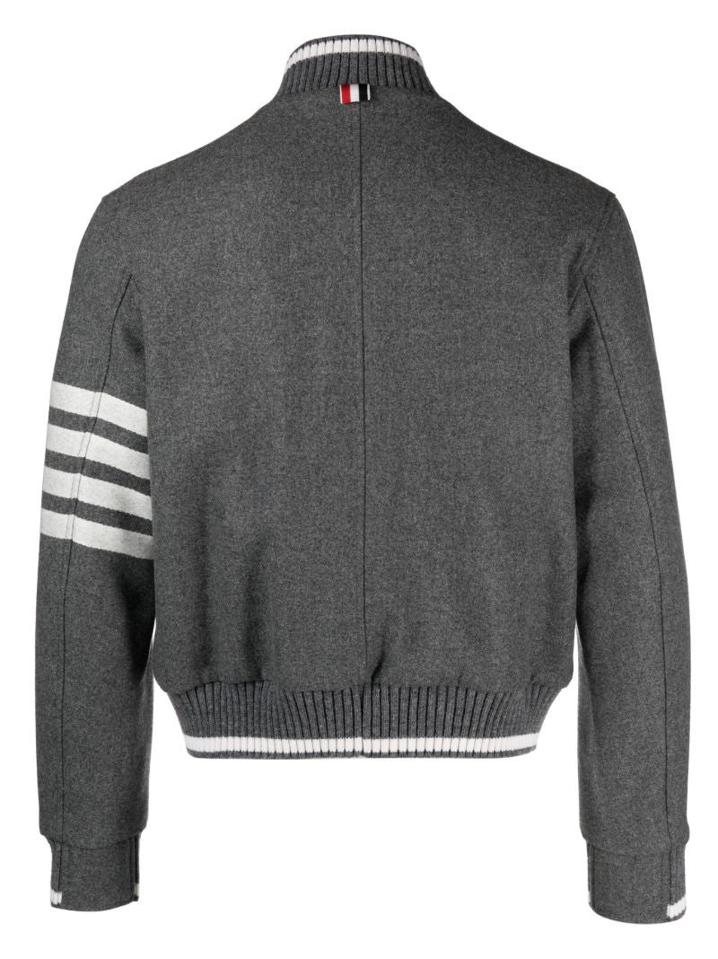 Grey 4-bar Stripe Bomber Jacket