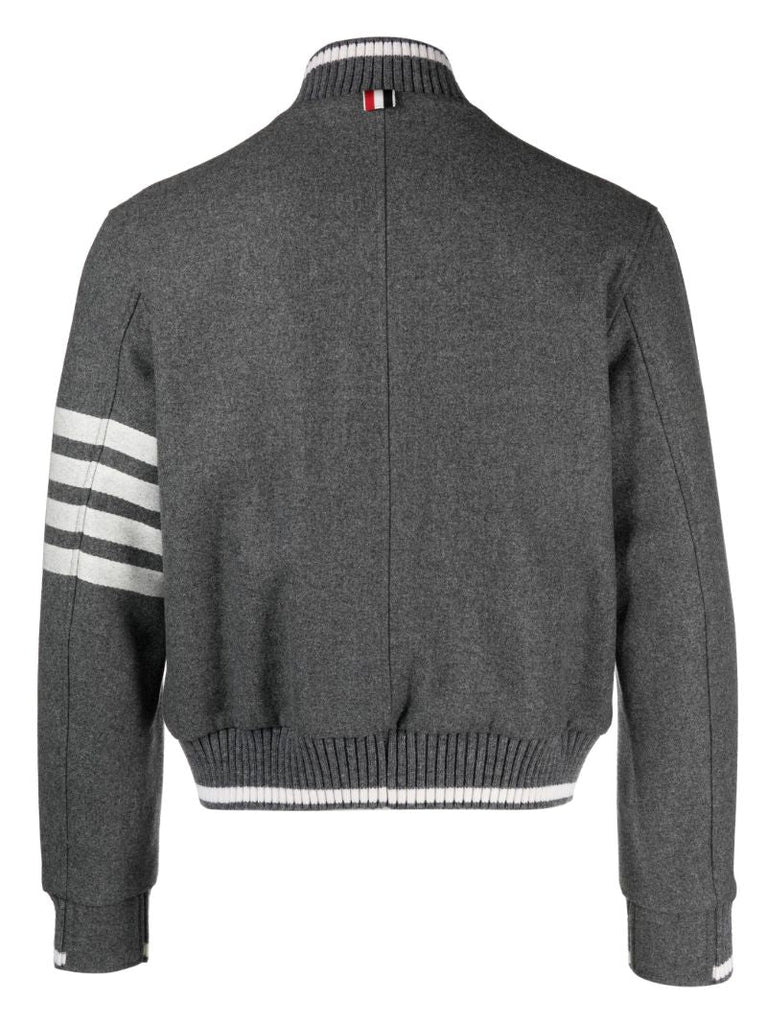 Grey 4-bar Stripe Bomber Jacket