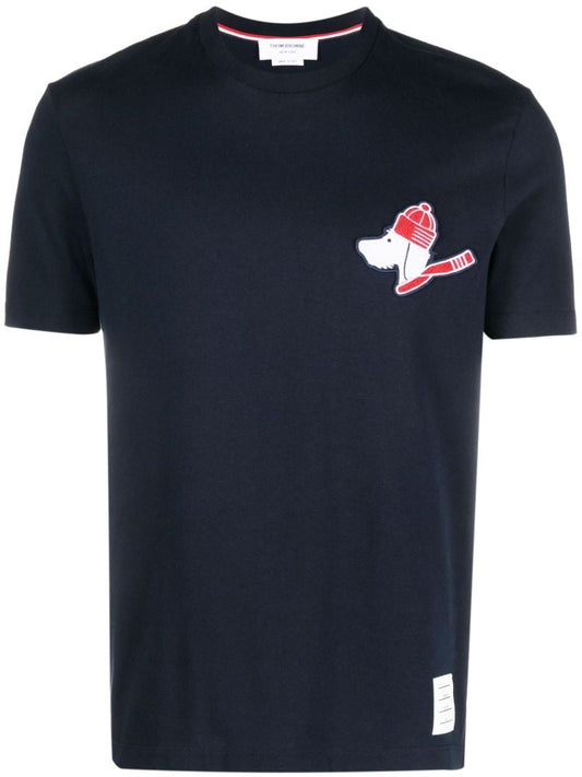 Blue Hector-appliquÃ_x0083_Â© Cotton T-shirt