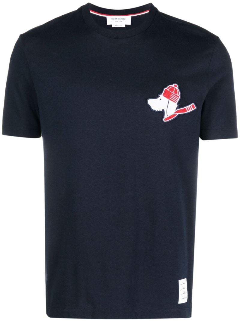 Blue Hector-appliquÃ_x0083_Â© Cotton T-shirt