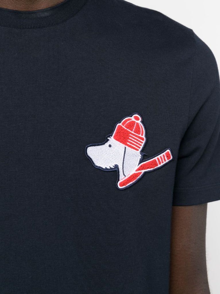 Blue Hector-appliquÃ_x0083_Â© Cotton T-shirt