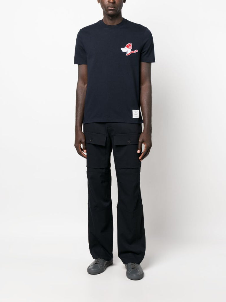 Blue Hector-appliquÃ_x0083_Â© Cotton T-shirt