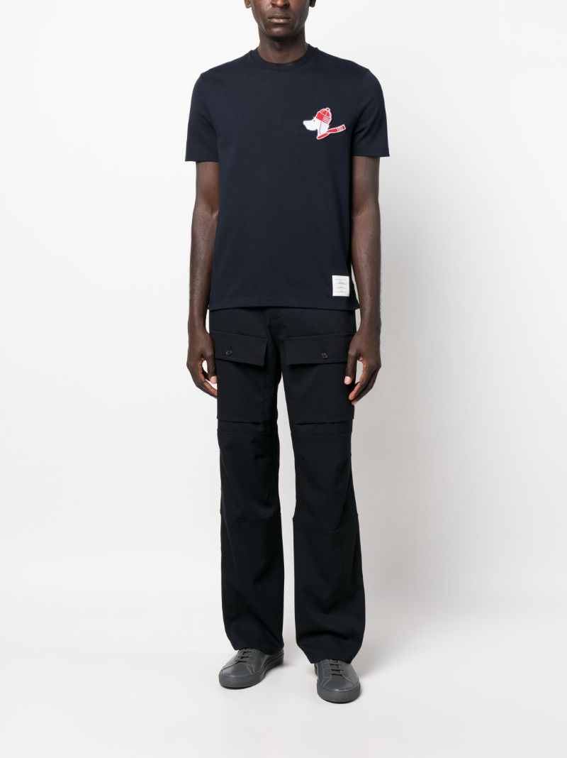Blue Hector-appliquÃ_x0083_Â© Cotton T-shirt