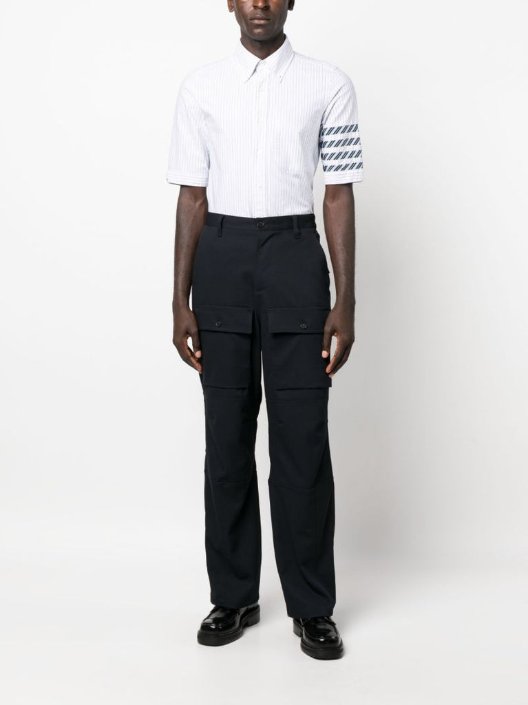 White 4-bar Stripe Cotton Shirt