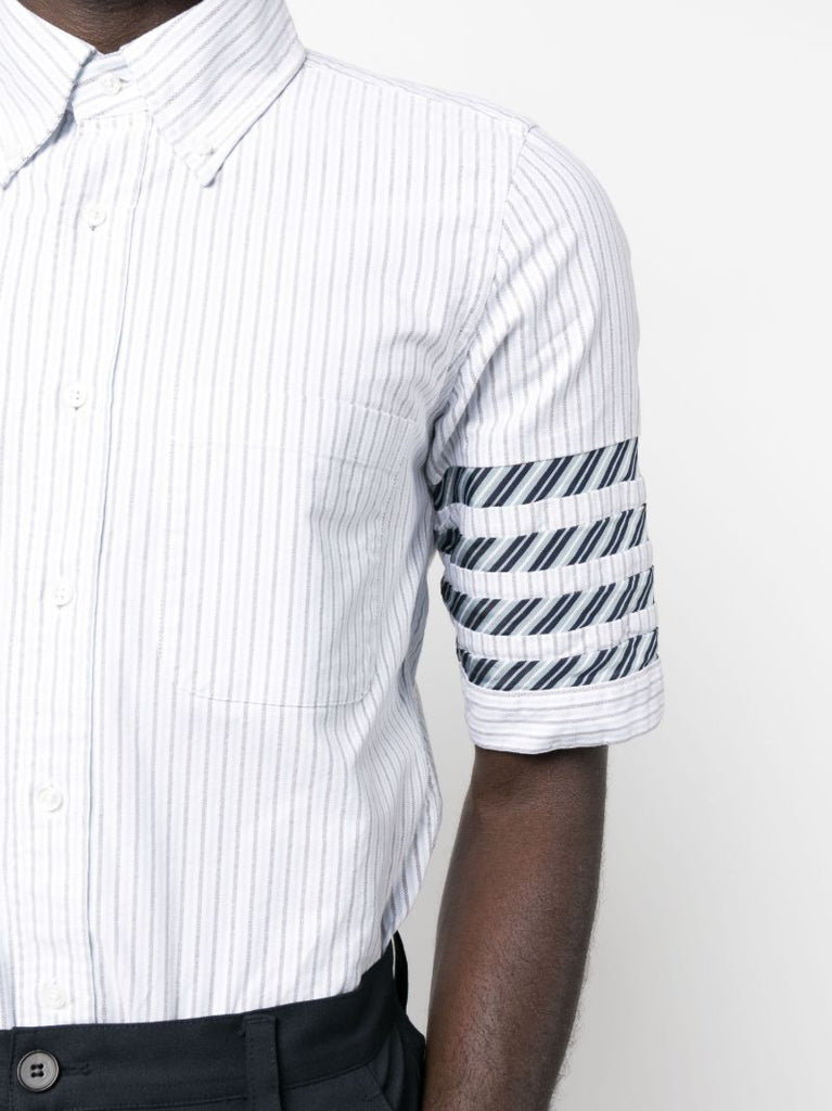 White 4-bar Stripe Cotton Shirt