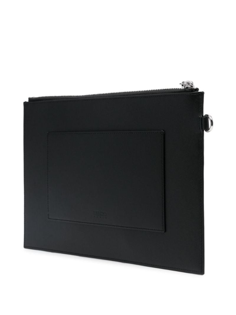 Black Kenzo Target Large Leather Pouch