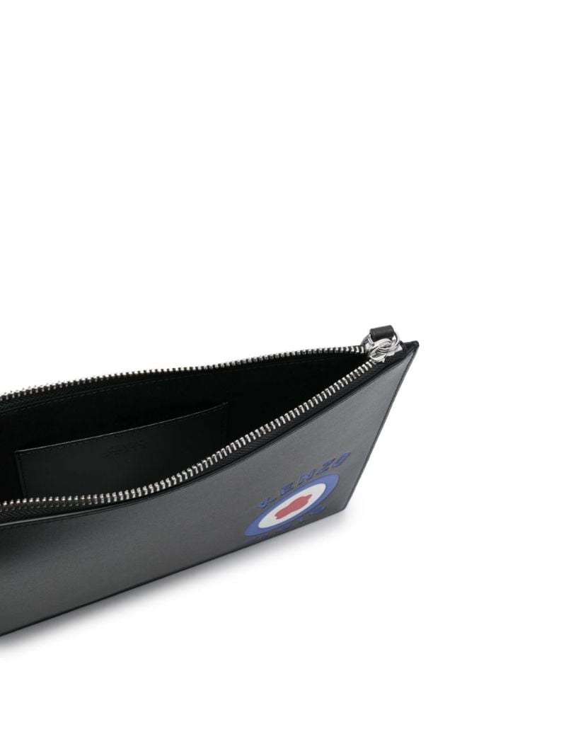 Black Kenzo Target Large Leather Pouch