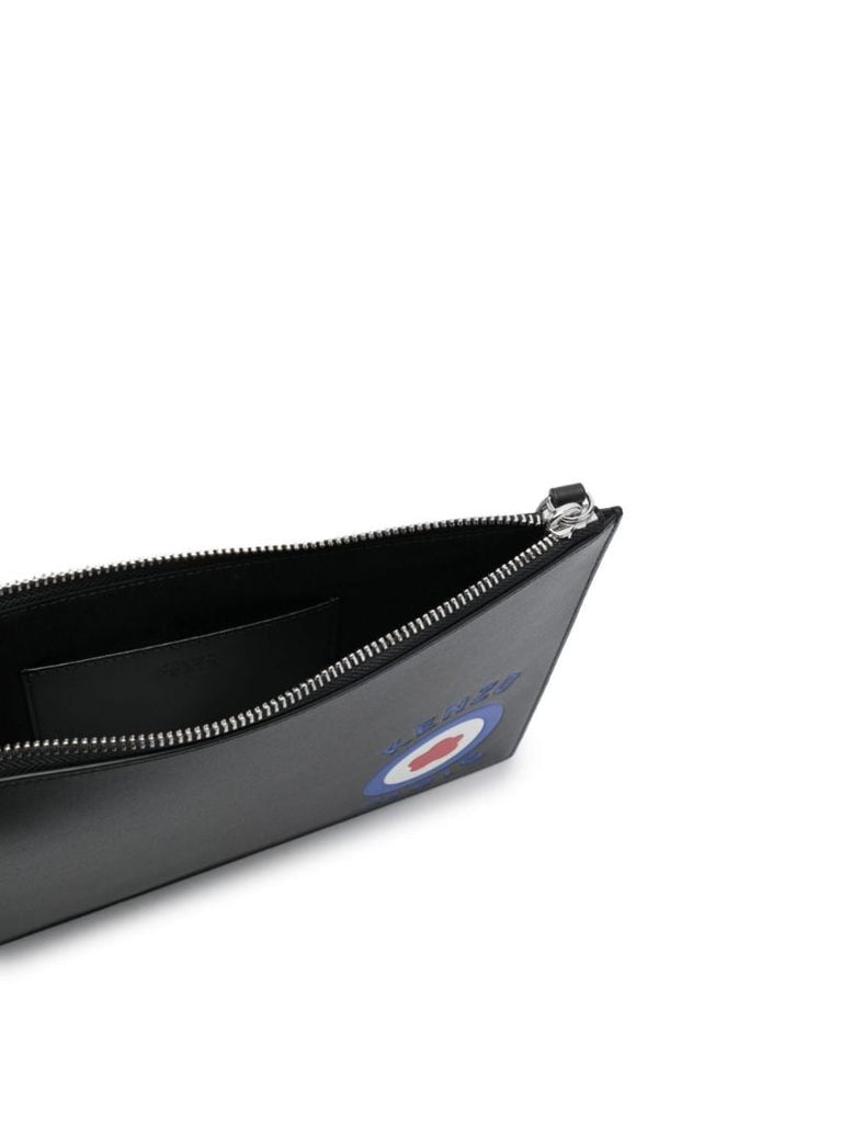Black Kenzo Target Large Leather Pouch