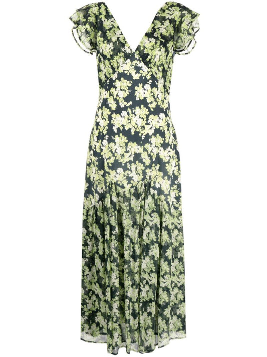 Black Cinzia Floral Print Midi Dress