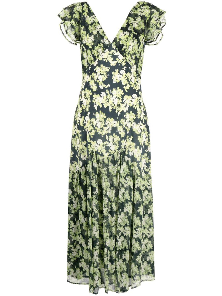Black Cinzia Floral Print Midi Dress