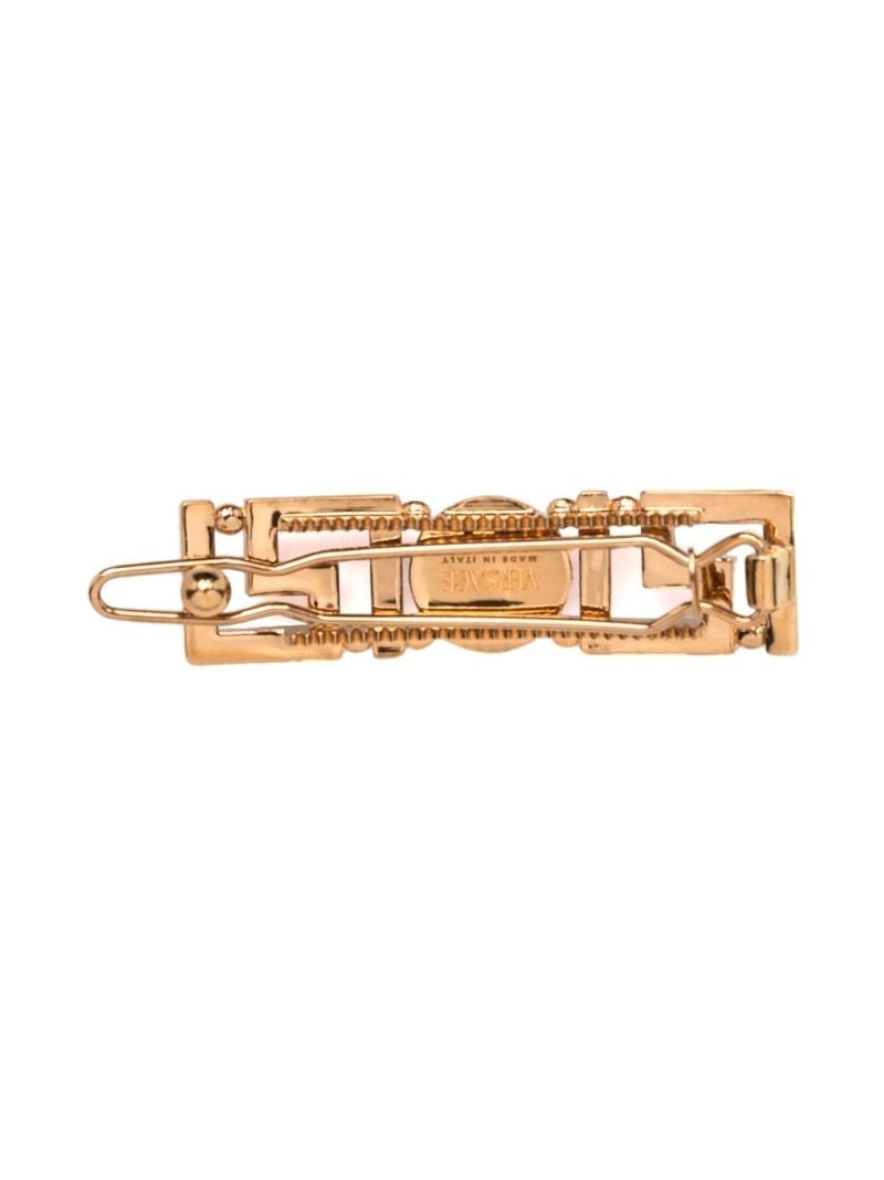 Gold-tone Greca Medusa Rhinestone Hair Clip